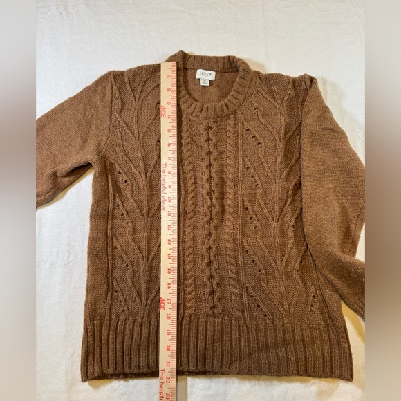 J. Crew Women’s Brown Pointelle Cable Knit Sweater - Picture 5 of 8